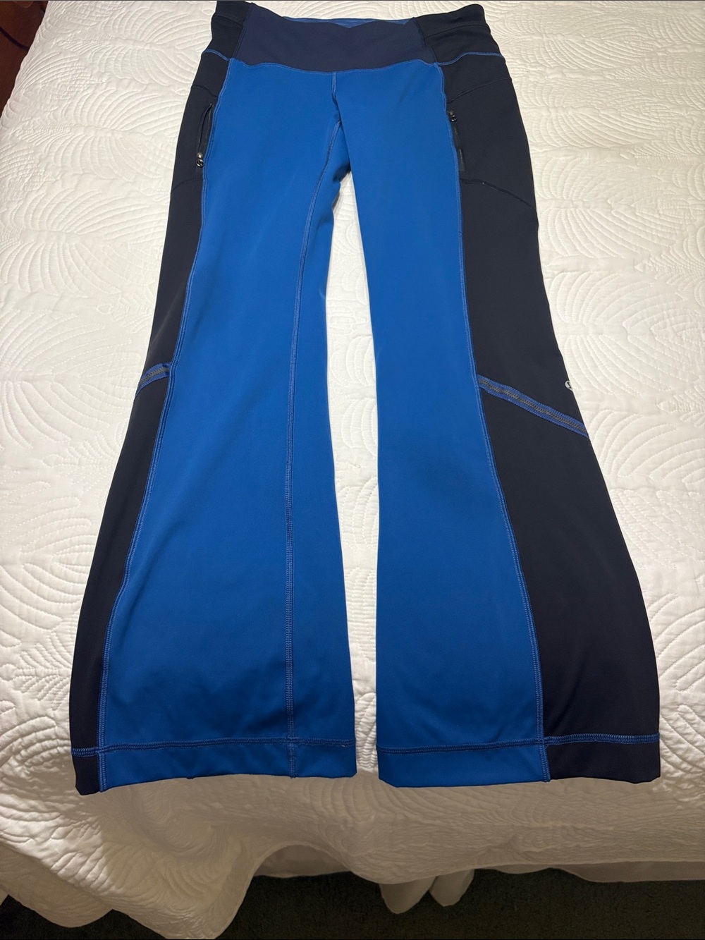 lululemon athletica Blue and Black Flare Leggings